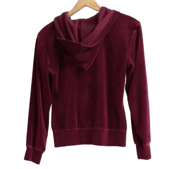 2/$15 Disney Mickey Mouse Velour Hoodie Red Size Small Red Ribbed Zip Sweatshirt - Picture 5 of 7